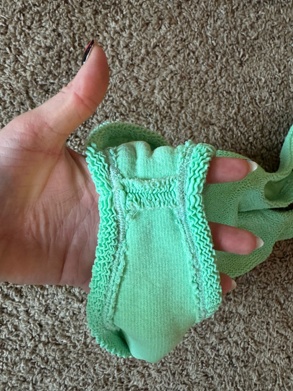 Hunza G Square-neck Crinkled-finish Swimsuit Mint Green Stretchy One Size - Picture 6 of 8